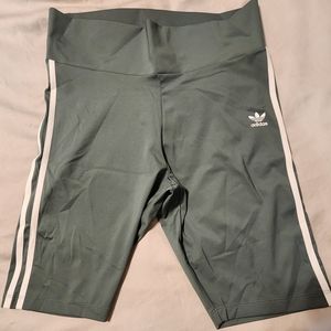 ADIDAS ORIGINALS BIKE SHORTS 3 STRIPE GREEN WHITE ATHLETIC SPORTY CLASSIC XL